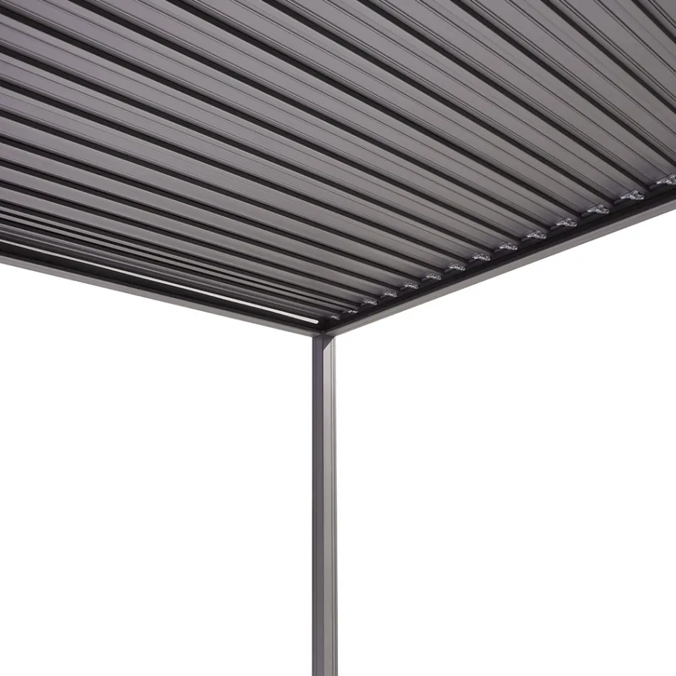 Pérgola de aluminio antracita con techo orientable - Vitta Viadurini