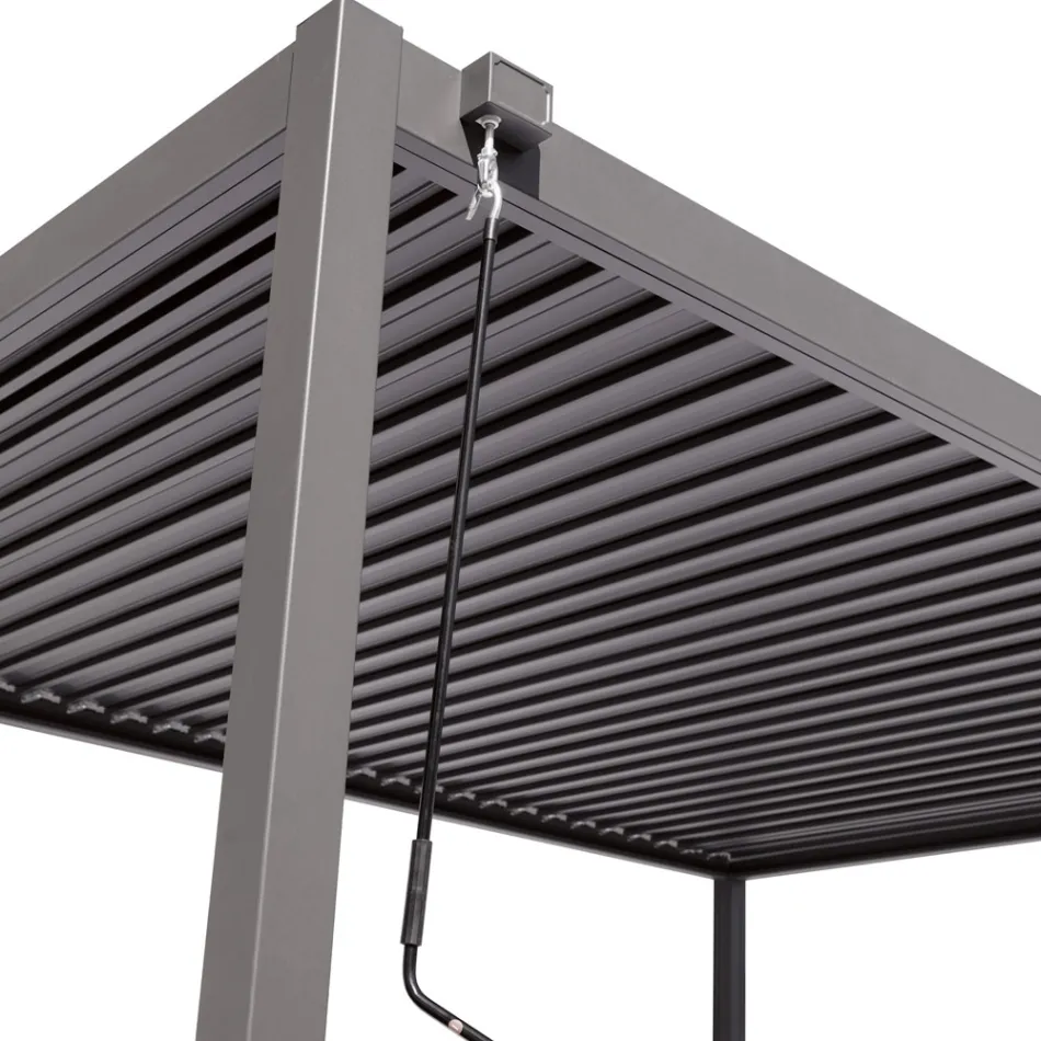 Pérgola de aluminio antracita con techo orientable - Vitta Viadurini