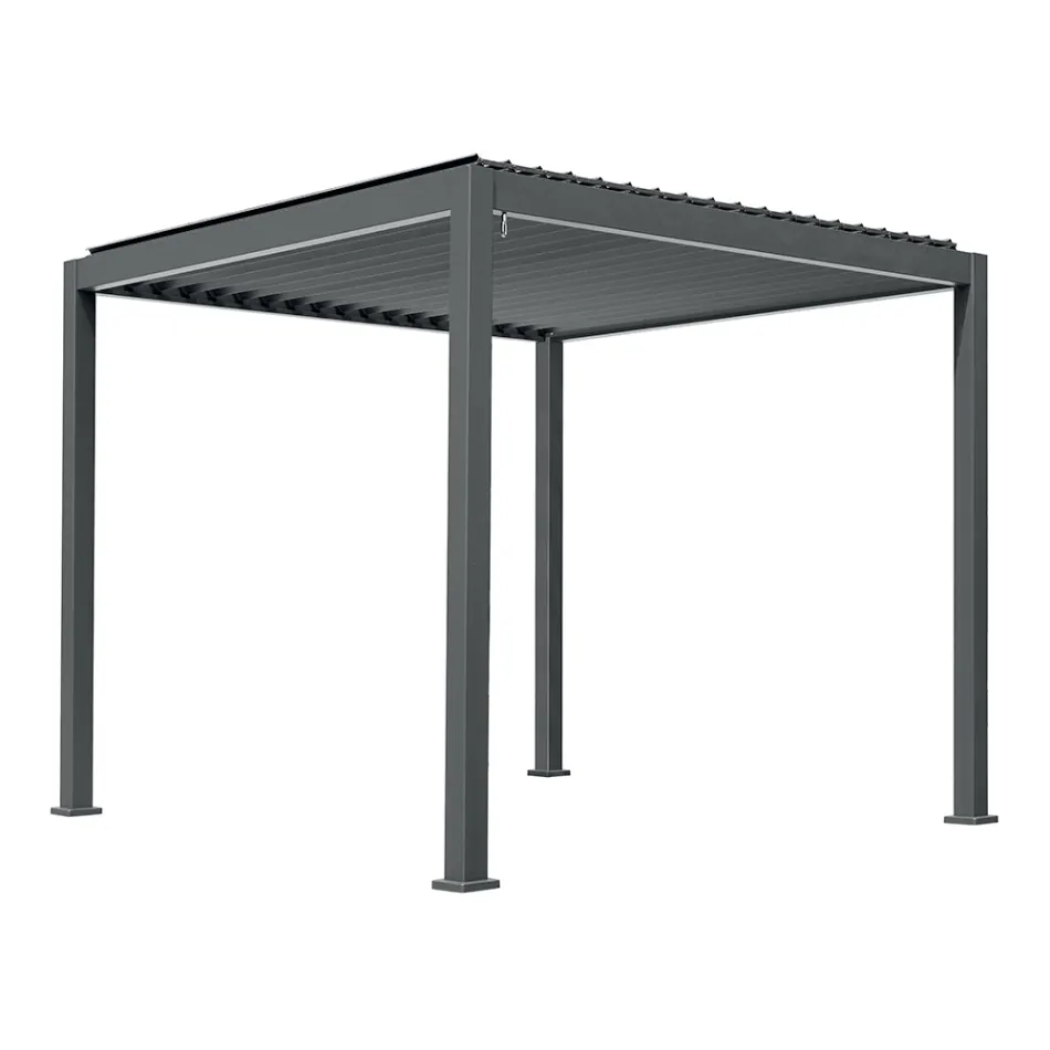 Pérgola de aluminio con techo regulable mediante manivela - Eolo Viadurini
