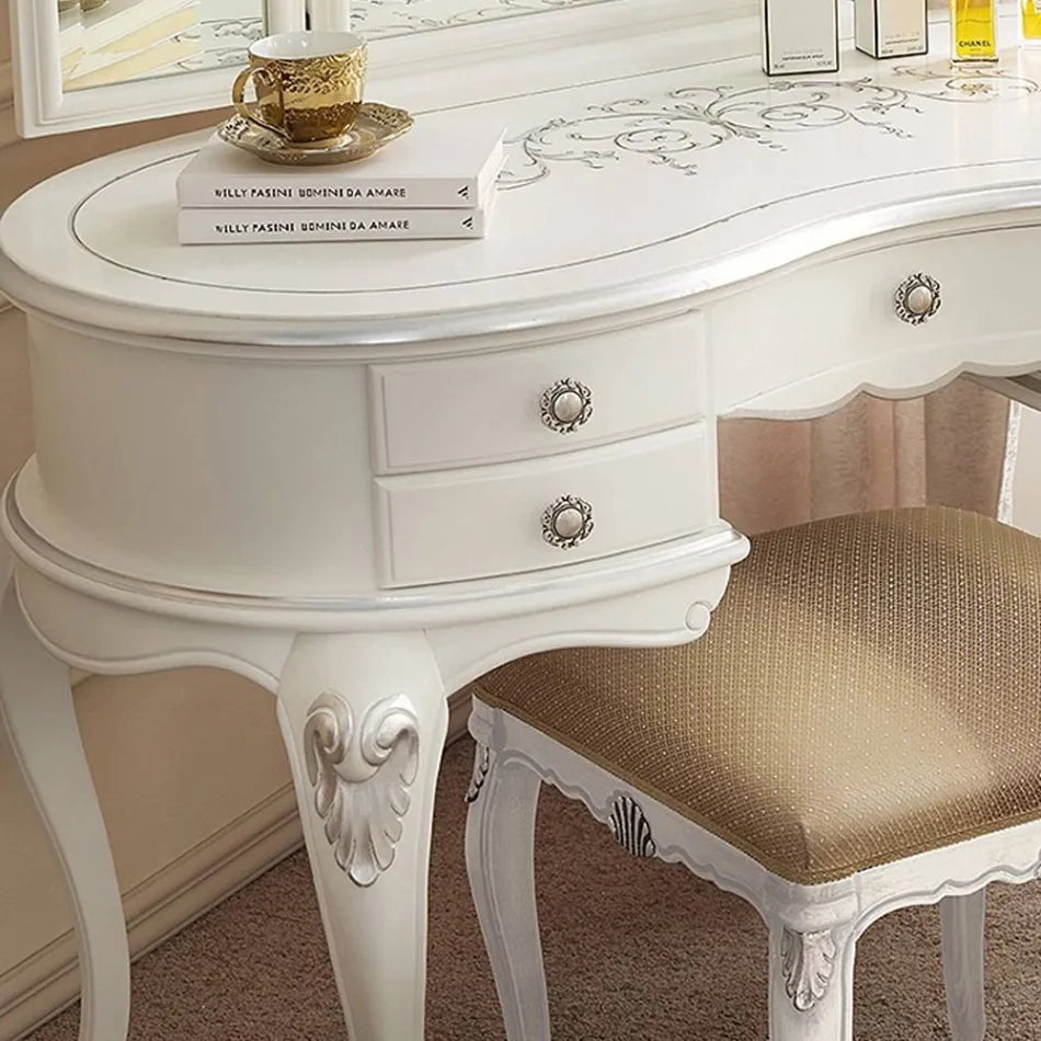 Peine de maquillaje clásico de madera con espejo Made in Italy - Cambrige Viadurini