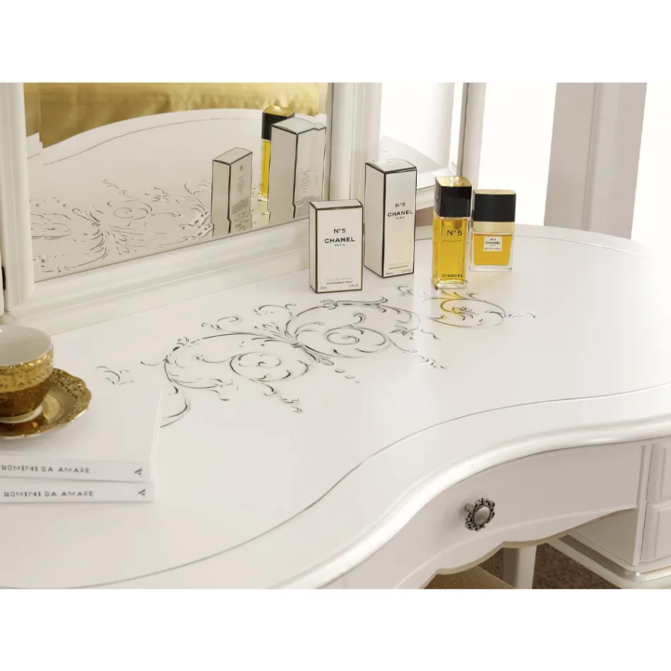 Peine de maquillaje clásico de madera con espejo Made in Italy - Cambrige Viadurini