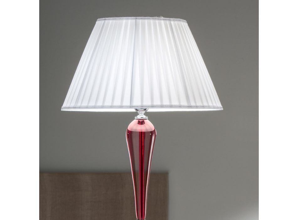 Lámpara de pie italiana clásica hecha a mano de vidrio y metal con pantalla - Oliver Viadurini