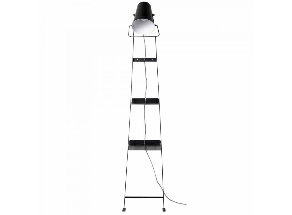 Lámpara de pie para salón en metal blanco o negro mate con estantes - Butler Viadurini