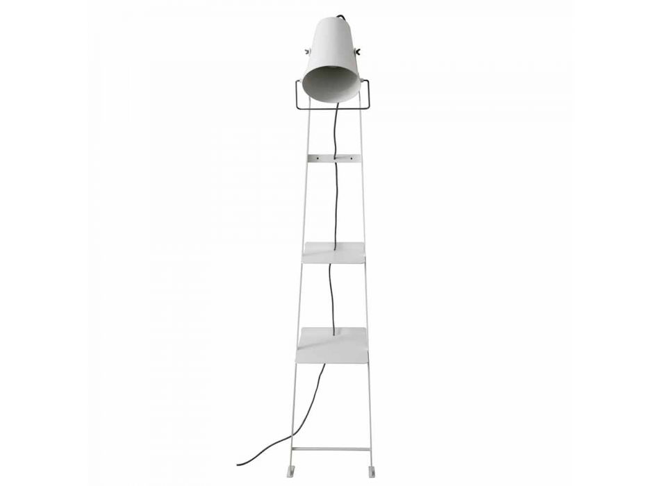 Lámpara de pie para salón en metal blanco o negro mate con estantes - Butler Viadurini