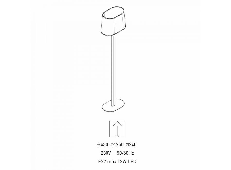 Lámpara de pie de diseño moderno en metal con pantalla de tela Made in Italy - Jump Viadurini