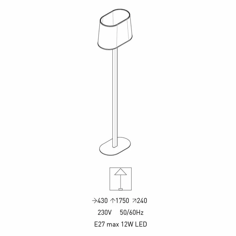 Lámpara de pie de diseño moderno en metal con pantalla de tela Made in Italy - Jump Viadurini