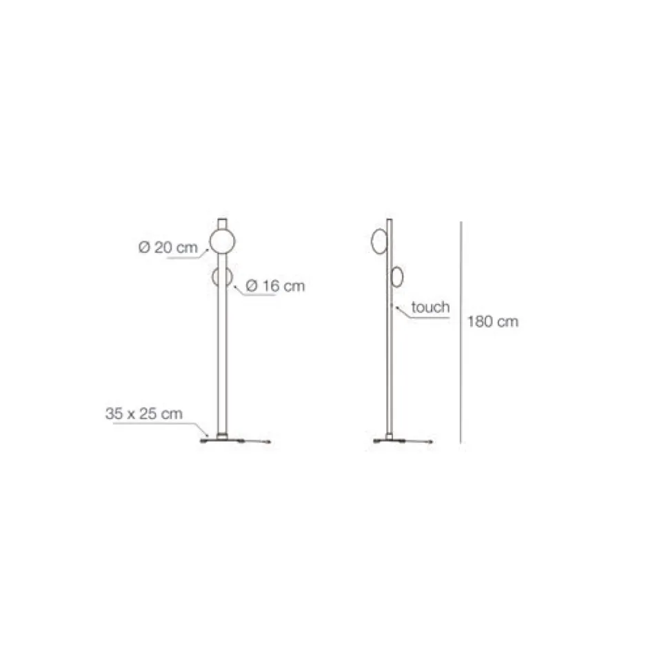 Lámpara de pie Alma en aluminio y cristal soplado blanco. Viadurini