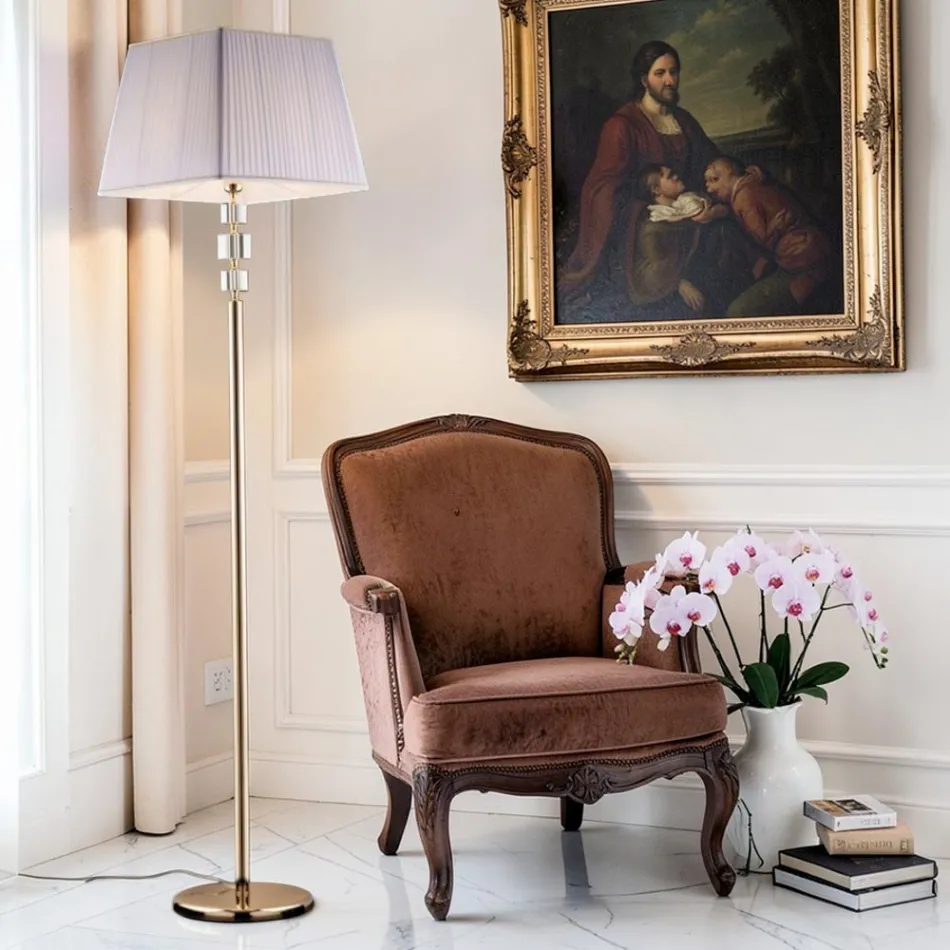 Lámpara de pie de cristal con pantalla fabricada en Italia - Innsbruck Viadurini