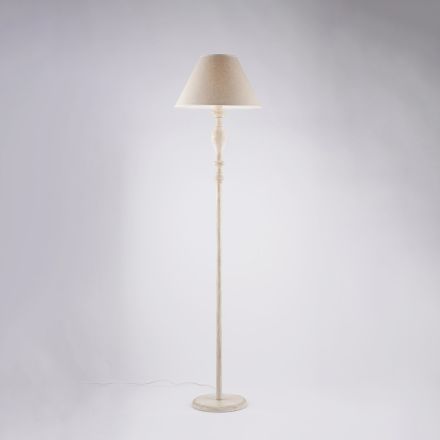 Lámpara de pie y pantalla de madera y hierro, fabricada en Italia para decoración de interiores - Toscana Viadurini