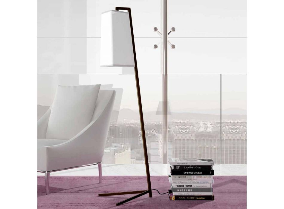 Lámpara de pie de metal con pantalla moderna de algodón blanco Made in Italy - Barton Viadurini