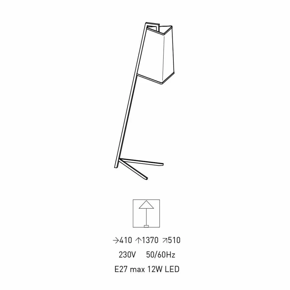 Lámpara de pie de metal con pantalla moderna de algodón blanco Made in Italy - Barton Viadurini