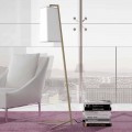 Lámpara de pie de metal con pantalla moderna de algodón blanco Made in Italy - Barton