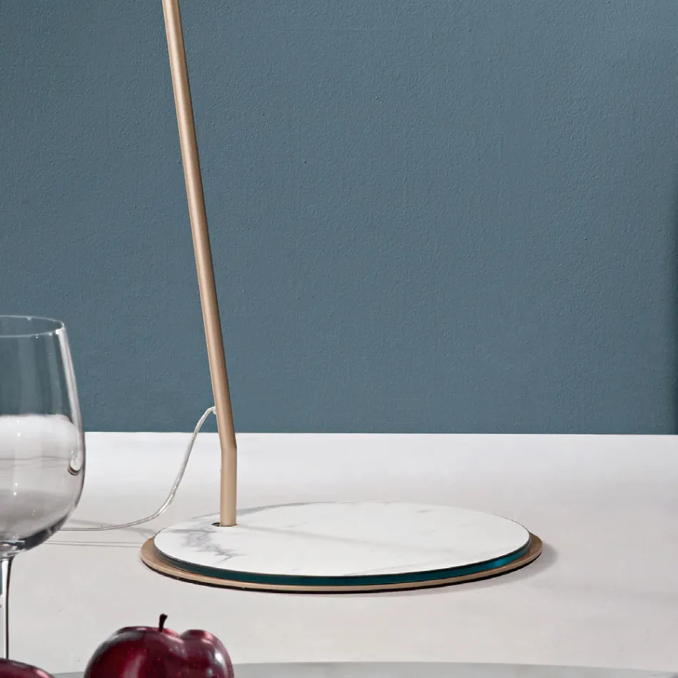 Lámpara de pie de metal con pantalla de pvc revestida de tela - Adriana Viadurini