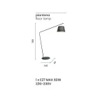 Lámpara de pie de metal con pantalla de pvc revestida de tela - Adriana Viadurini