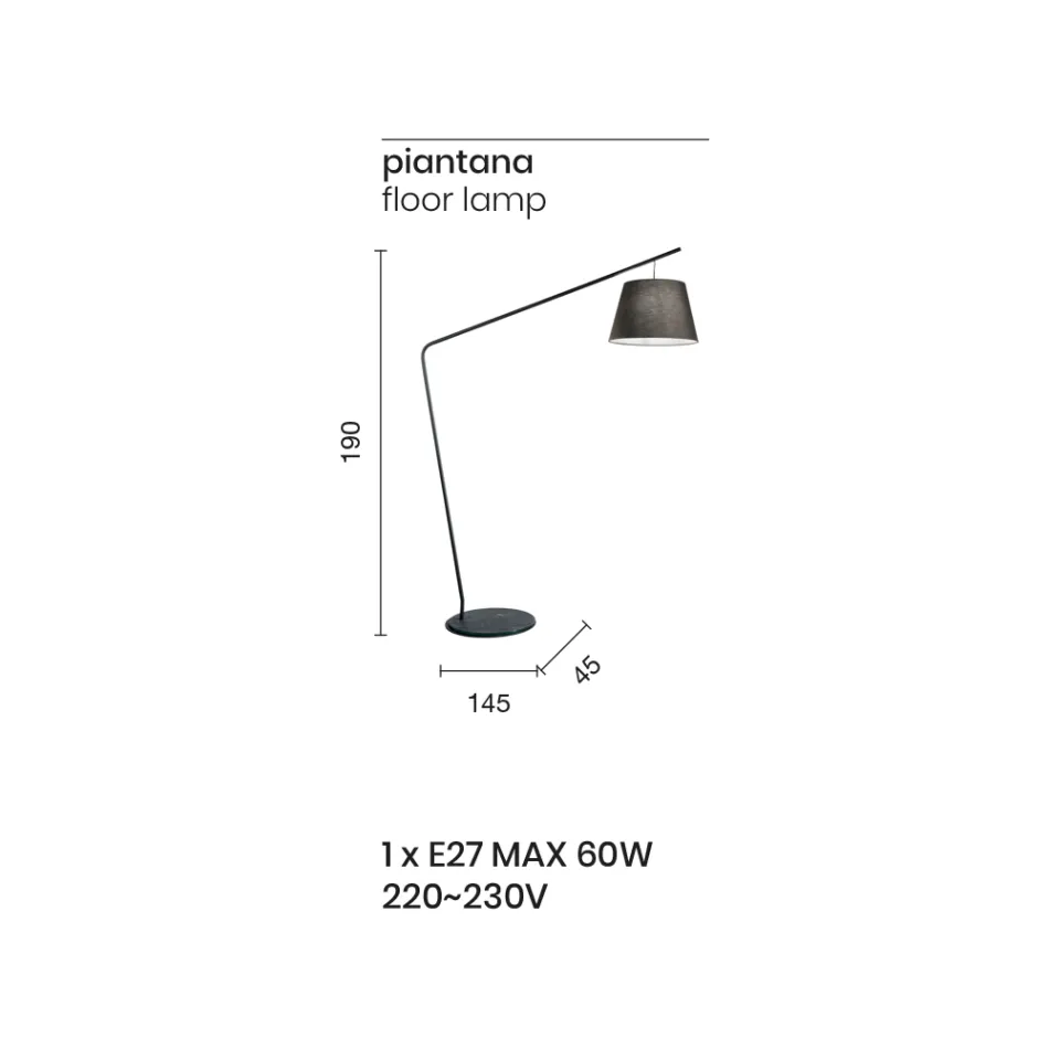 Lámpara de pie de metal con pantalla de pvc revestida de tela - Adriana Viadurini