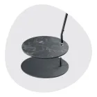 Lámpara de pie de metal con pantalla de pvc revestida de tela - Adriana Viadurini