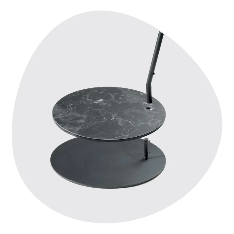 Lámpara de pie de metal con pantalla de pvc revestida de tela - Adriana Viadurini