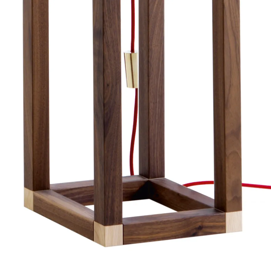 Lámpara de pie en ónix y madera de diseño Grilli York fabricada en Italia. Viadurini