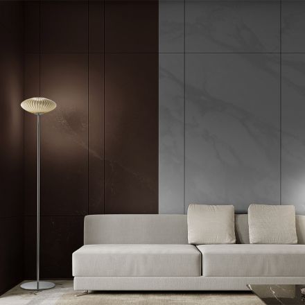 Lámpara de pie de vidrio veneciano acanalado y soplado a mano - Dafne Viadurini