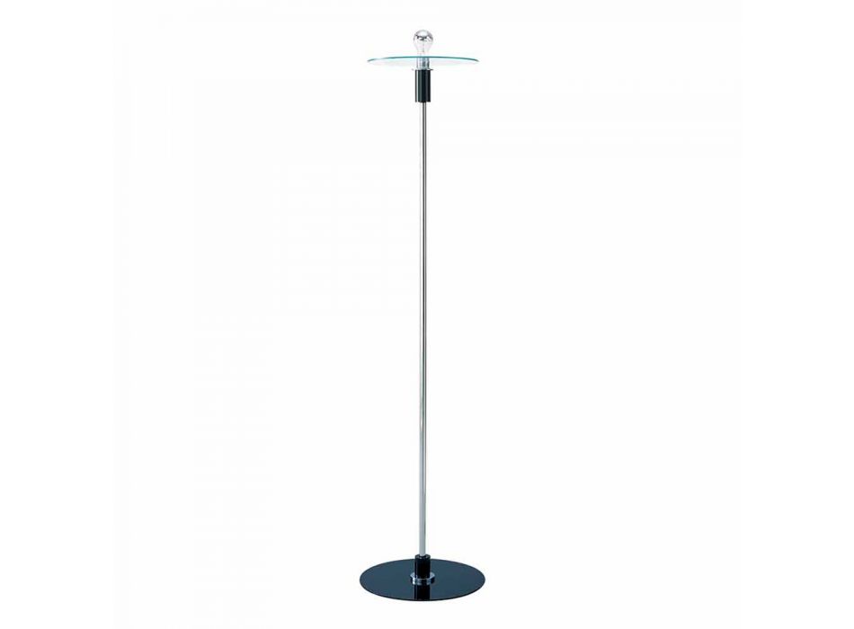 Lámpara de pie moderna con estructura cromada y placa de vidrio Made in Italy - Saturno Viadurini