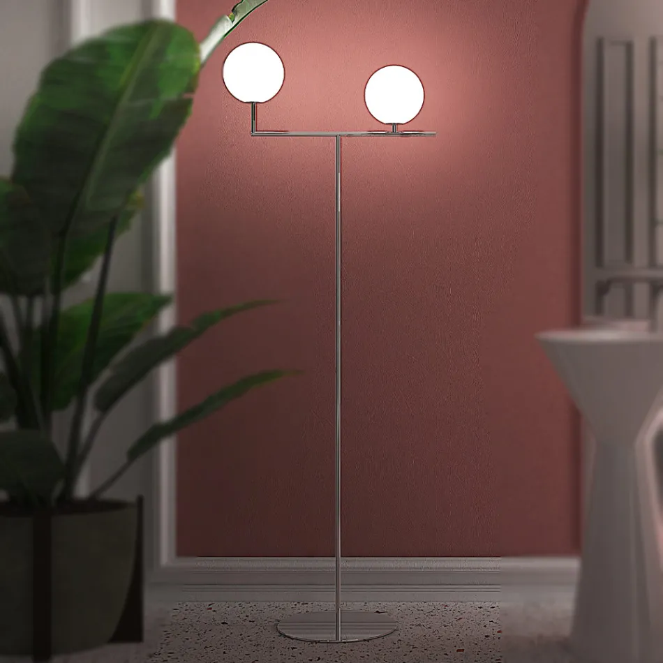 Lámpara de pie moderna en vidrio veneciano con carcasa soplado a mano - Nieve Viadurini