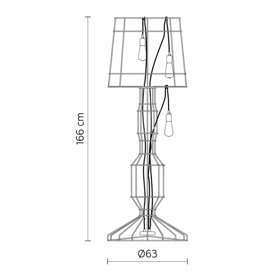 Lámpara de pie para salón 3 luces en metal blanco o natural estilo minimalista - Estilo Viadurini