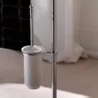 Lámpara de pie Terra vintage con portarrollos y escobillero de latón y cerámica - Caen Viadurini