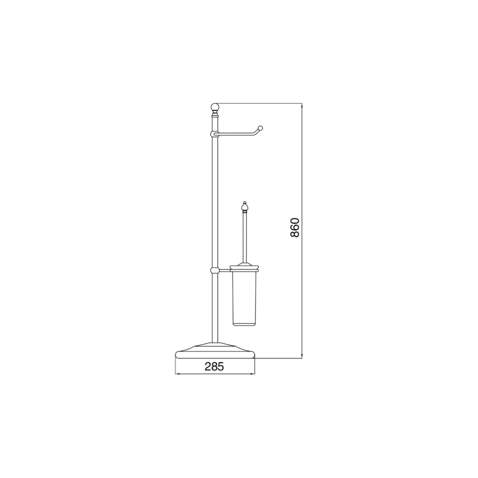 Lámpara de pie Terra vintage con portarrollos y escobillero de latón y cerámica – Caen Viadurini