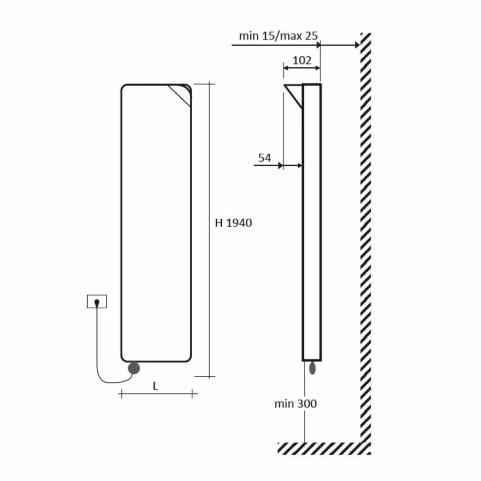 Placa radiante eléctrica de diseño moderno hasta 1000 W - Libro Viadurini