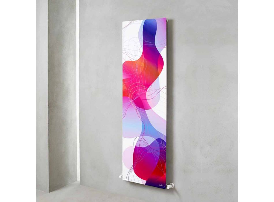 Placa radiante hidráulica de pared en acero con decoración 839 Watt - Kelvin Viadurini