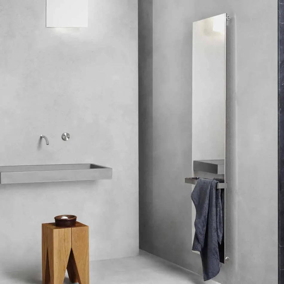 Placa radiante vertical en acero inoxidable Reflex Modern Design a 510 W - Ice Viadurini