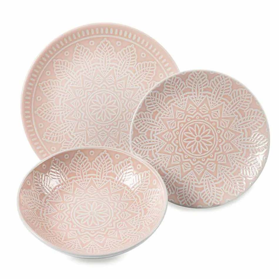 Platos Modernos de Color 18 Piezas Servicio Completo de Mesa en Gres - Creta Viadurini