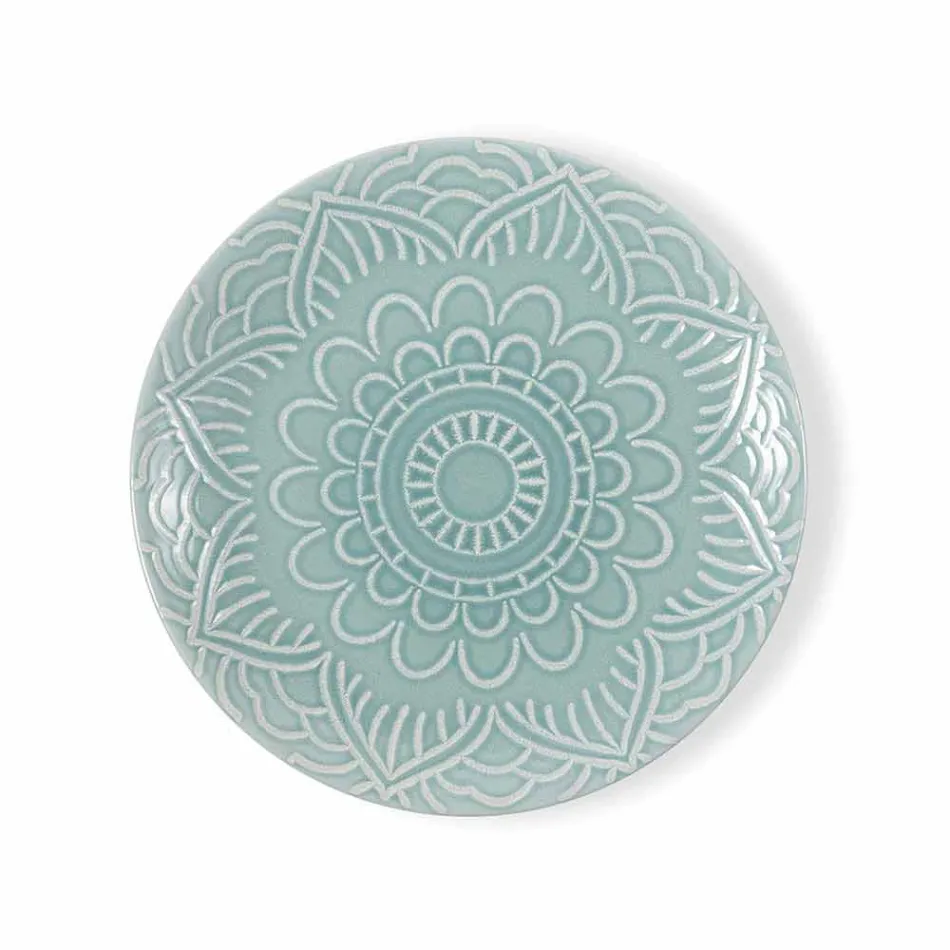 Platos Modernos de Color 18 Piezas Servicio Completo de Mesa en Gres - Creta Viadurini