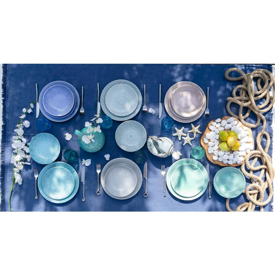 Platos Modernos de Color 18 Piezas Servicio Completo de Mesa en Gres - Creta Viadurini