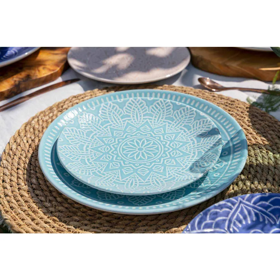 Platos Modernos de Color 18 Piezas Servicio Completo de Mesa en Gres - Creta Viadurini