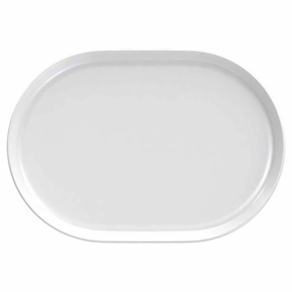 Platos de servicio de diseño ovalado blanco moderno en porcelana 4 piezas - Ártico Viadurini