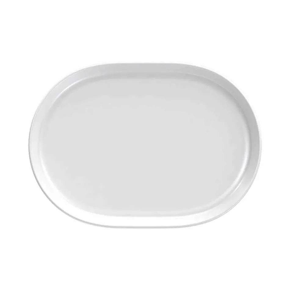 Platos de servicio de diseño ovalado blanco moderno en porcelana 4 piezas - Ártico Viadurini