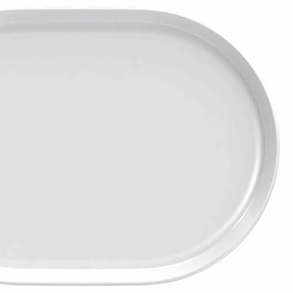Platos de servicio de diseño ovalado blanco moderno en porcelana 4 piezas - Ártico Viadurini