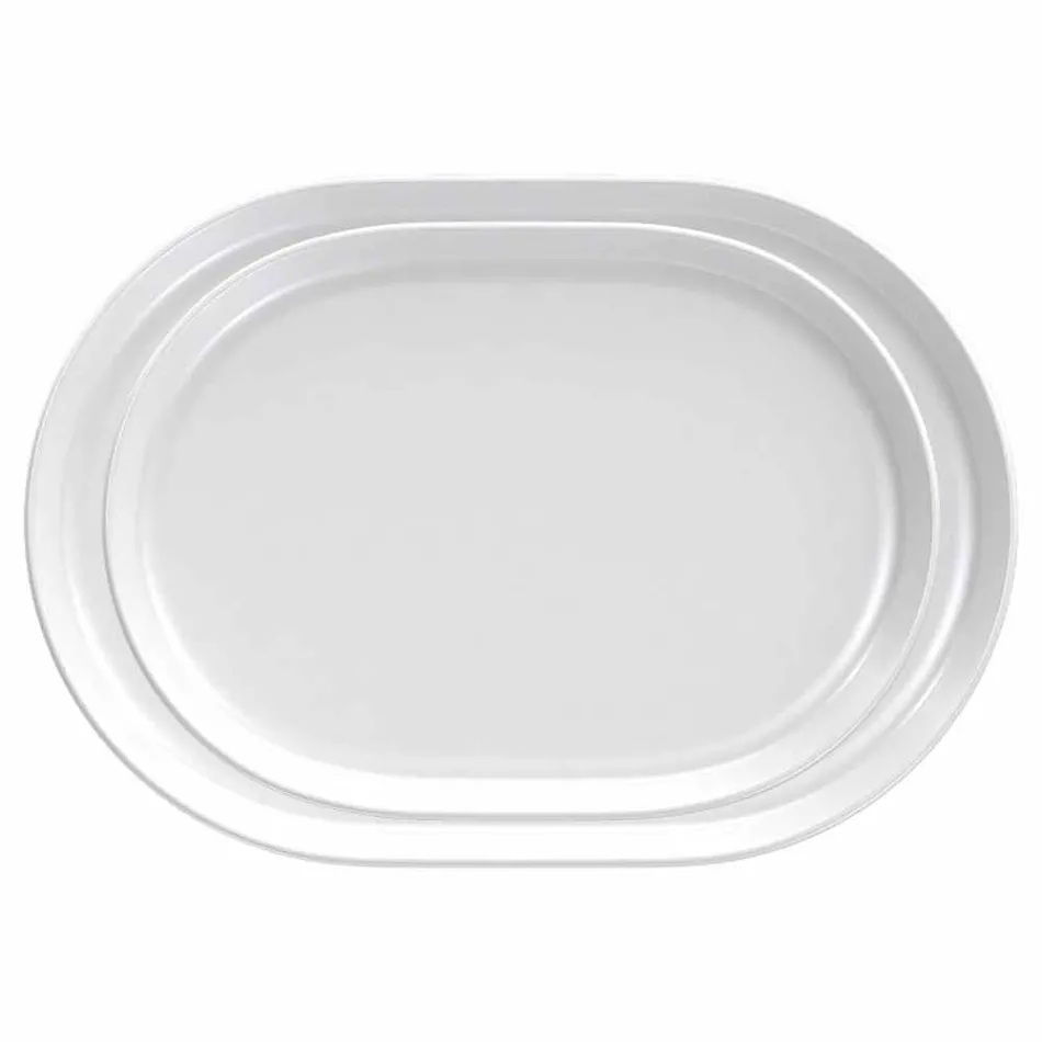 Platos de servicio de diseño ovalado blanco moderno en porcelana 4 piezas - Ártico Viadurini