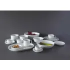 Platos de servicio de diseño ovalado blanco moderno en porcelana 4 piezas - Ártico Viadurini