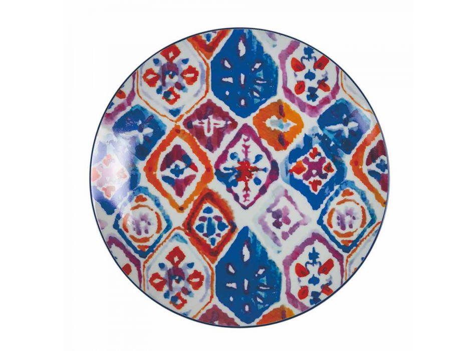 Platos de Mesa de Servicio Completo en Porcelana y Gres Coloreado 18 Piezas - Anfa Viadurini