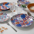 Platos de Mesa de Servicio Completo en Porcelana y Gres Coloreado 18 Piezas - Anfa Viadurini