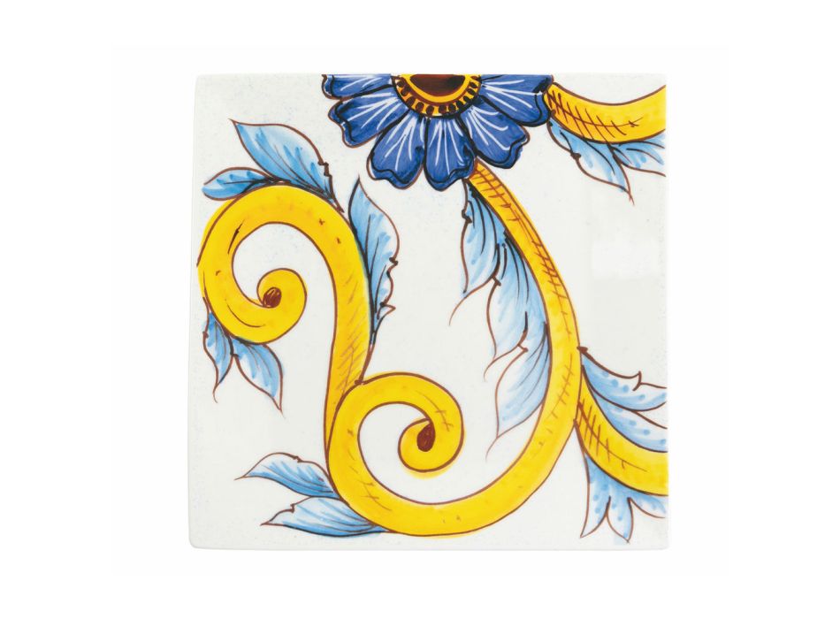 Platos Cuadrados En Porcelana De Color Mayólica Decoración 6 Piezas - Azulejo Viadurini