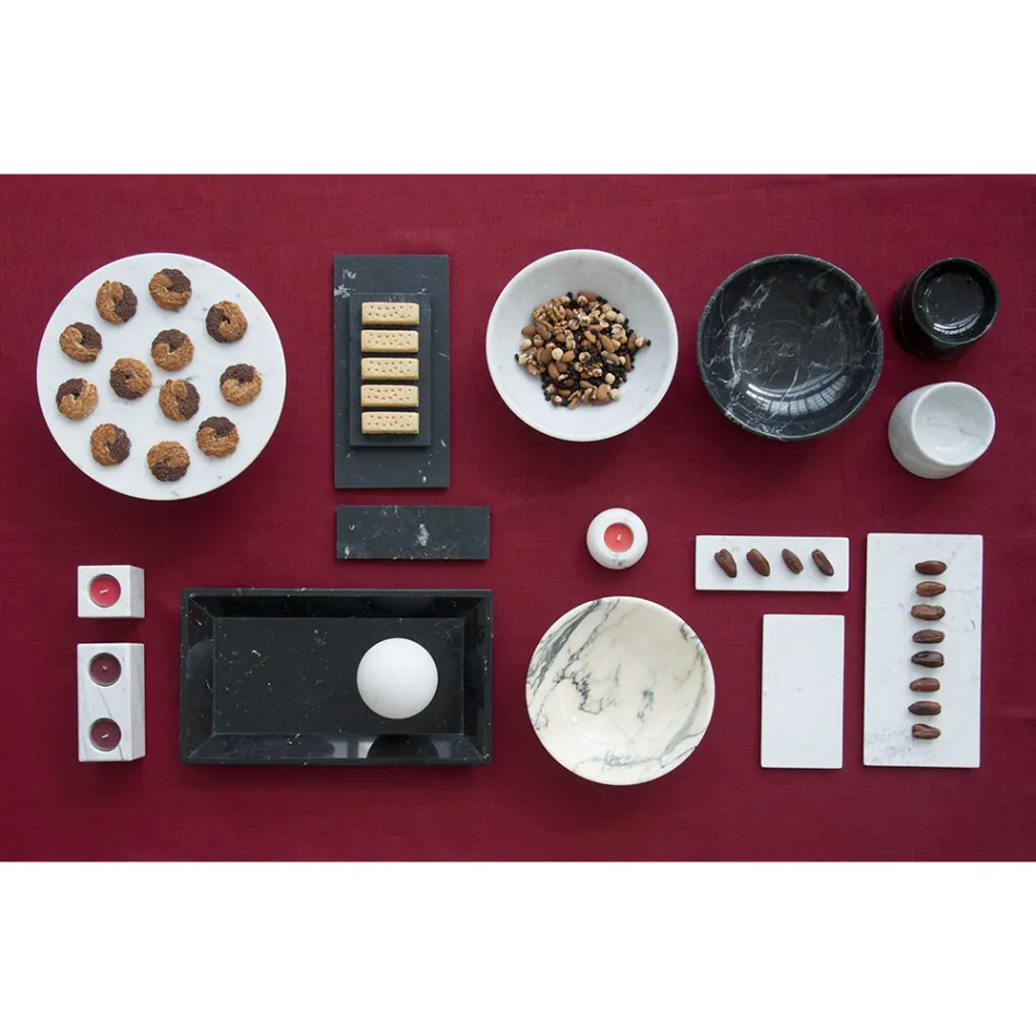 Plato redondo de queso en mármol blanco o negro hecho en Italia - Kirby Viadurini