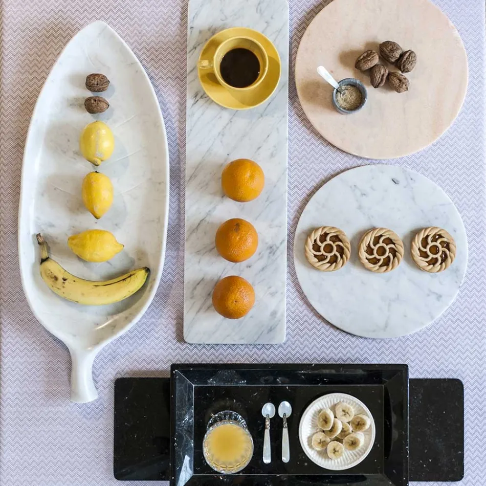 Plato redondo de queso en mármol blanco o negro hecho en Italia - Kirby Viadurini