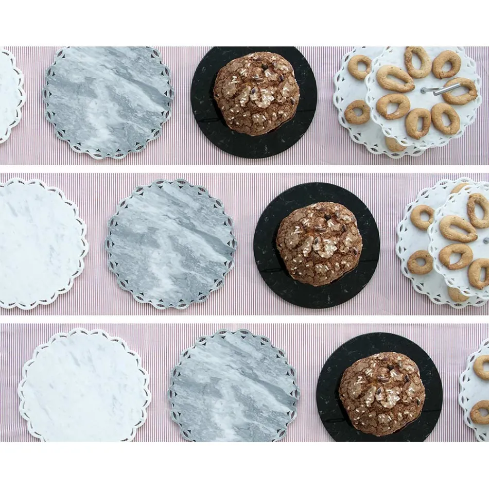 Plato redondo de queso en mármol blanco o negro hecho en Italia - Kirby Viadurini