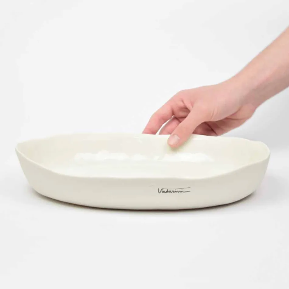 Plato de servicio ovalado de porcelana blanca de diseño de lujo - Arcimaesta Viadurini