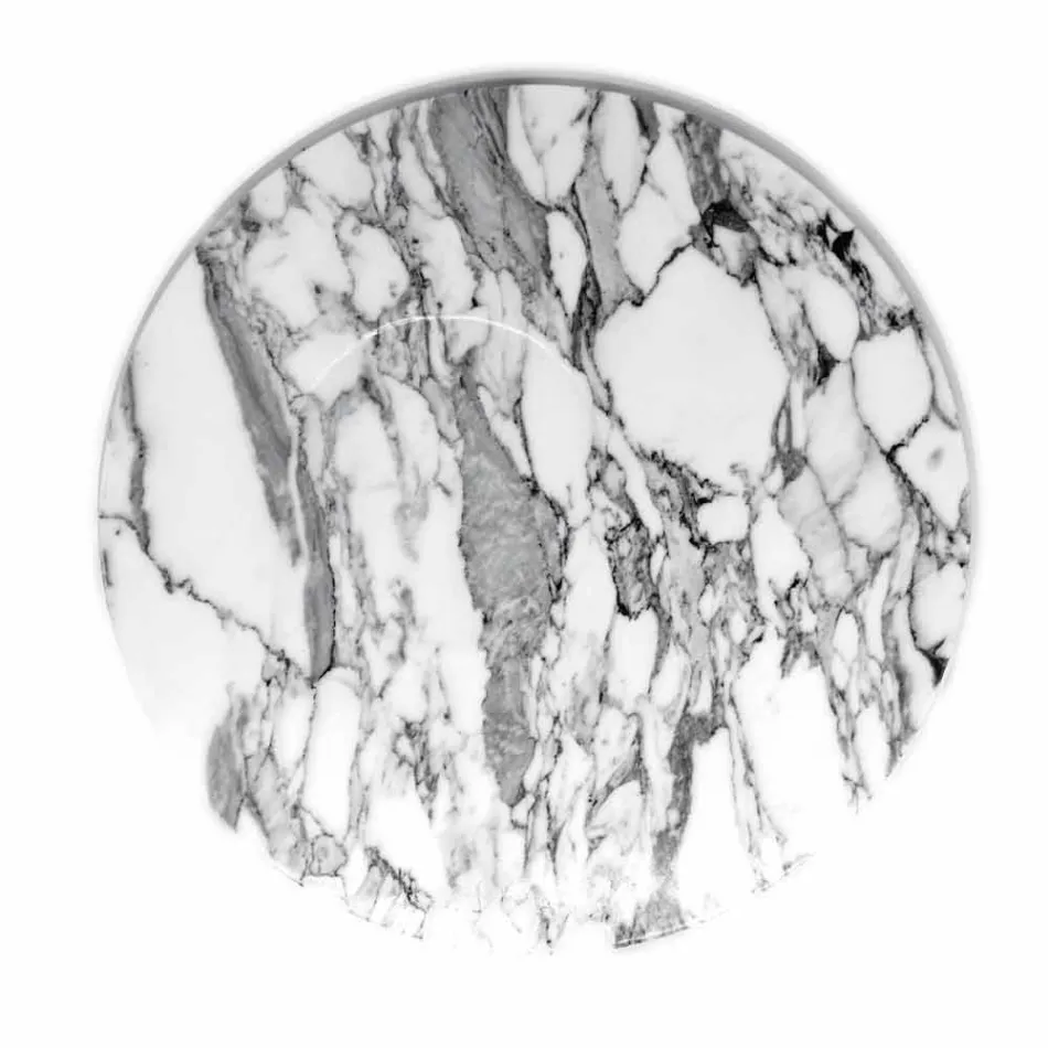 Plato de servicio redondo en mármol blanco de Carrara Made in Italy - Kamil Viadurini