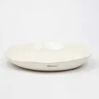 Plato de servicio redondo italiano de lujo de porcelana blanca - Arcimaesta Viadurini
