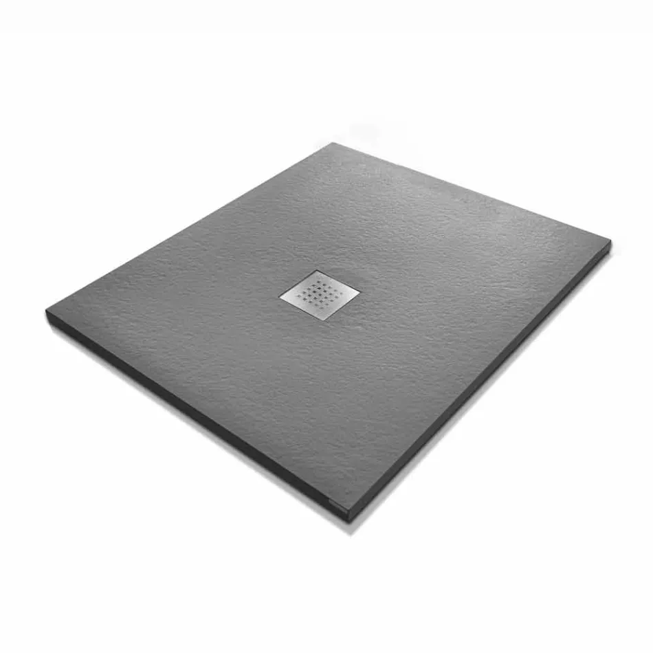 Plato de ducha 100x80 en resina acabado efecto piedra de diseño moderno - Domio Viadurini